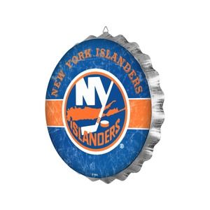 NHL New York Islanders Bottle Cap Sign  Wall Distressed Round Metal Hockey New